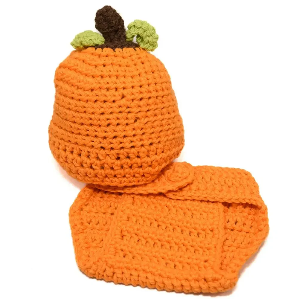 Newborn Photography Pumpkin Diaper Cover and Hat Prop